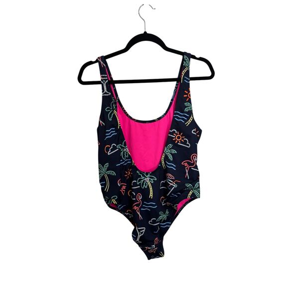Chubbies Swimsuit Womens XL The Electric One-Piece Neon Lights Open Back NWT - Picture 3 of 6